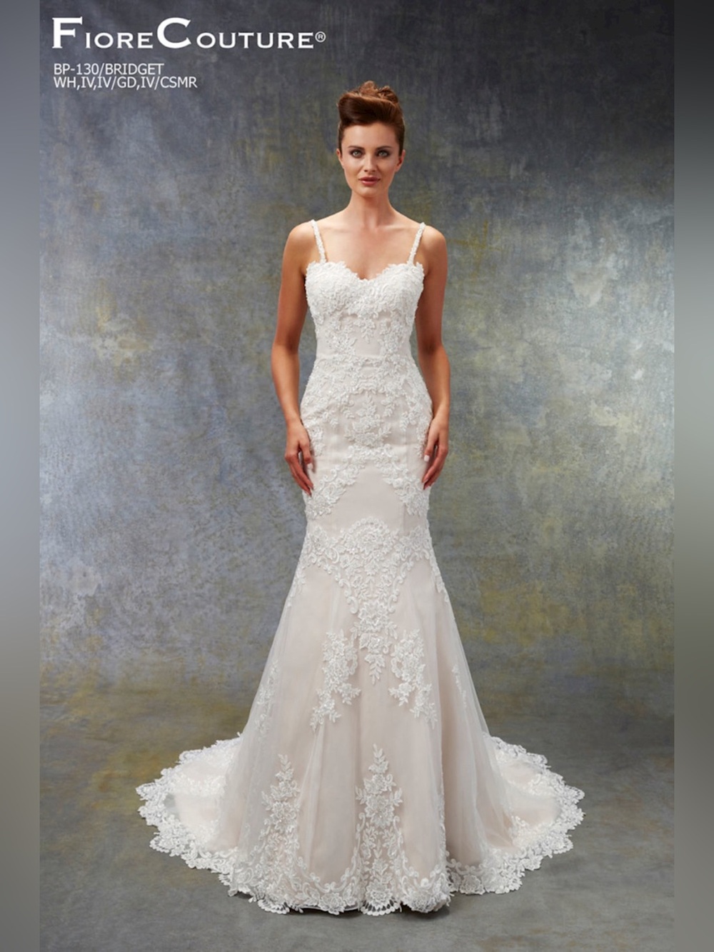 Fiore Couture Bridget Wedding Dress Tulle Lace Embroidered Spaghetti-Strap